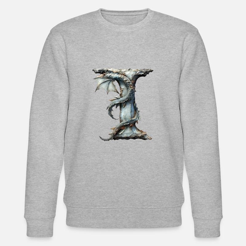 Buchstabe "I" im Drachendesign. - Stanley/Stella Unisex Bio-Sweatshirt CHANGER  - Grau meliert