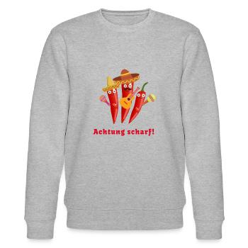 chilli, chilli familie,karneval,Mexikaner - Stanley/Stella Unisex Bio-Sweatshirt CHANGER  - Grau meliert - Vorne - Nik (191cm) & Marisol (170cm)