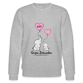 Große Schwester 2021 Elefanten - Stanley/Stella Unisex Bio-Sweatshirt CHANGER  - Grau meliert - Vorne - Nik (191cm) & Marisol (170cm)
