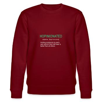 Fantastisches hopinioniertes Design für IPA & Craft Beer - Stanley/Stella Unisex Bio-Sweatshirt CHANGER  - Burgunderrot - Vorne - Nik (191cm) & Marisol (170cm)