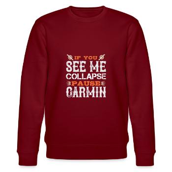Wenn Sie sehen, dass ich zusammenklappe, pausieren Garmin - Stanley/Stella Unisex Bio-Sweatshirt CHANGER  - Burgunderrot - Vorne - Nik (191cm) & Marisol (170cm)
