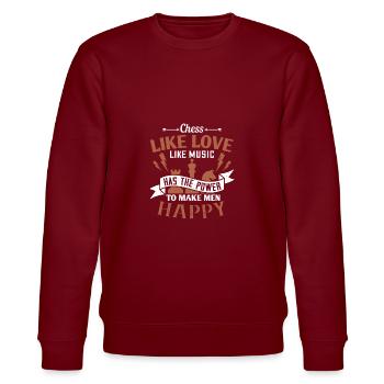 Schach hat, wie Liebe, wie Musik, die Kraft, - Stanley/Stella Unisex Bio-Sweatshirt CHANGER  - Burgunderrot - Vorne - Nik (191cm) & Marisol (170cm)