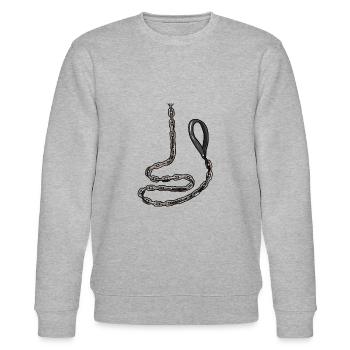 Halskette Halsband devot O-Ring Leine Sklave Sub - Stanley/Stella Unisex Bio-Sweatshirt CHANGER  - Grau meliert - Vorne - Nik (191cm) & Marisol (170cm)