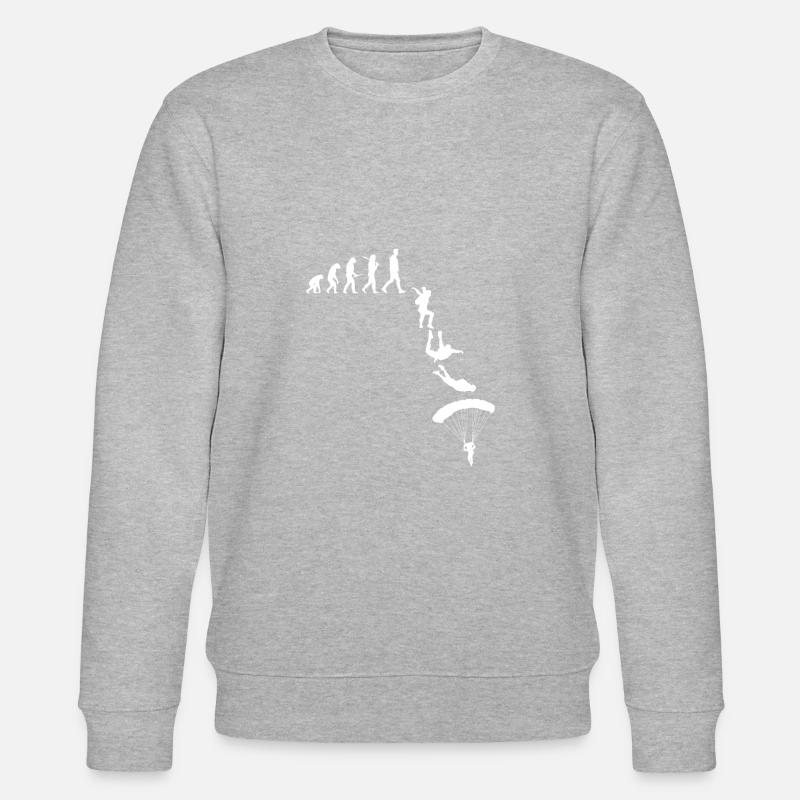 Fallschrimspringen Evolution Urmensch Fallschirm - Stanley/Stella Unisex Bio-Sweatshirt CHANGER  - Grau meliert