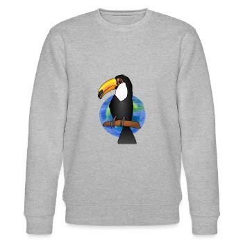 Toucan toucans woodpecker toucan t shirt - Stanley/Stella CHANGER Unisex Organic Sweatshirt - heather grey - Front - Nik (191cm) & Marisol (170cm)