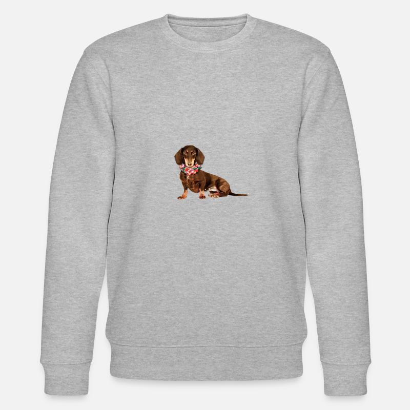 Blumendackel, Dackel, Hund, Blumen - Stanley/Stella Unisex Bio-Sweatshirt CHANGER - Grau meliert
