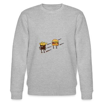 Burger chips cadeau - Sweat bio CHANGER Stanley/Stella Unisexe - gris chiné - Devant - Nik (191cm) & Marisol (170cm)