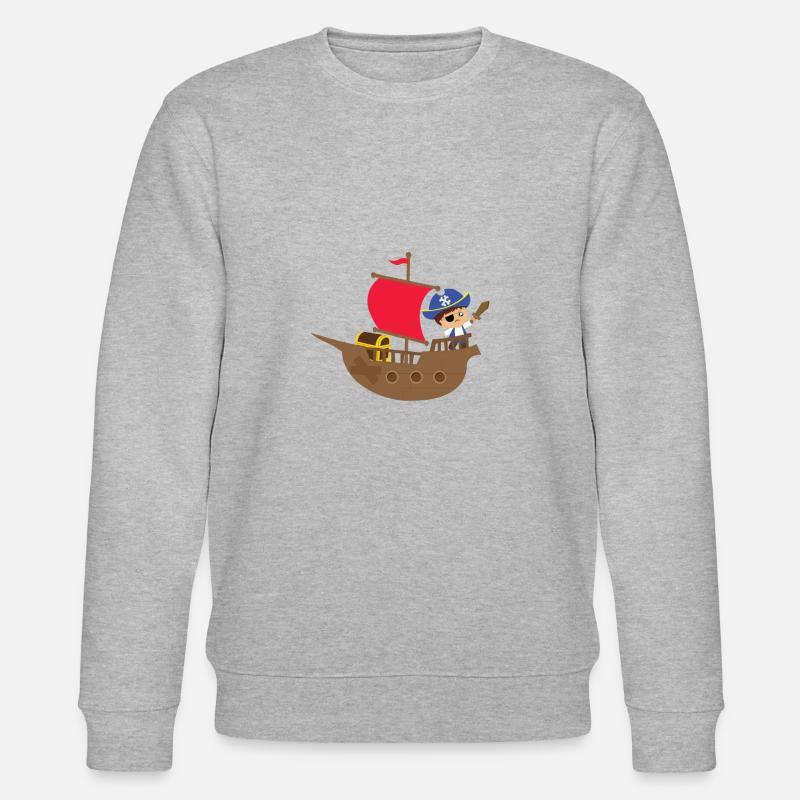 Piratenschiff T-Shirt Geschenkidee - Stanley/Stella Unisex Bio-Sweatshirt CHANGER  - Grau meliert