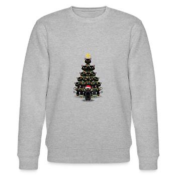 Schwarze Katzen Weihnachtsbaum Katze Christmas - Stanley/Stella Unisex Bio-Sweatshirt CHANGER  - Grau meliert - Vorne - Nik (191cm) & Marisol (170cm)