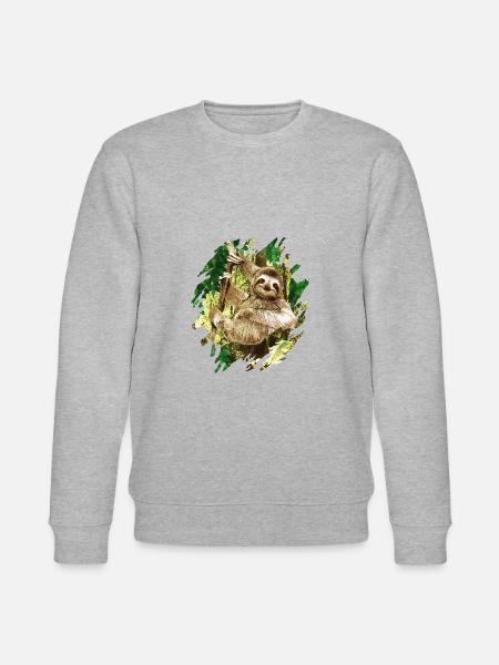 Faultier mit Dschungel Hintergrund - Stanley/Stella Unisex Bio-Sweatshirt CHANGER - Grau meliert