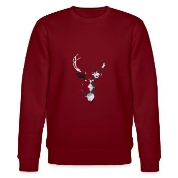 Elk deer deer hunter hunting antlers Norway Swede - Stanley/Stella CHANGER Unisex Organic Sweatshirt - burgundy - Front - Nik (191cm) & Marisol (170cm)