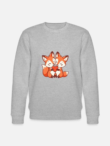 Fuchs Comic Paar Liebe - Stanley/Stella Unisex Bio-Sweatshirt CHANGER  - Grau meliert