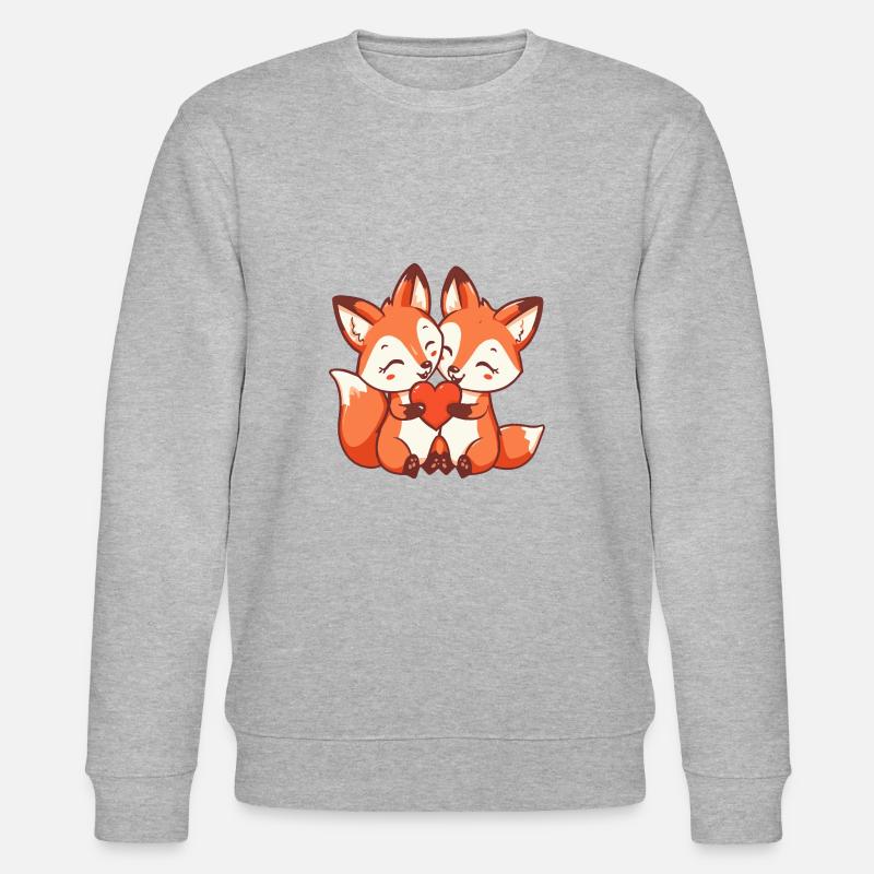 Fox Comic Couple Love - Stanley/Stella CHANGER Unisex Organic Sweatshirt - heather grey