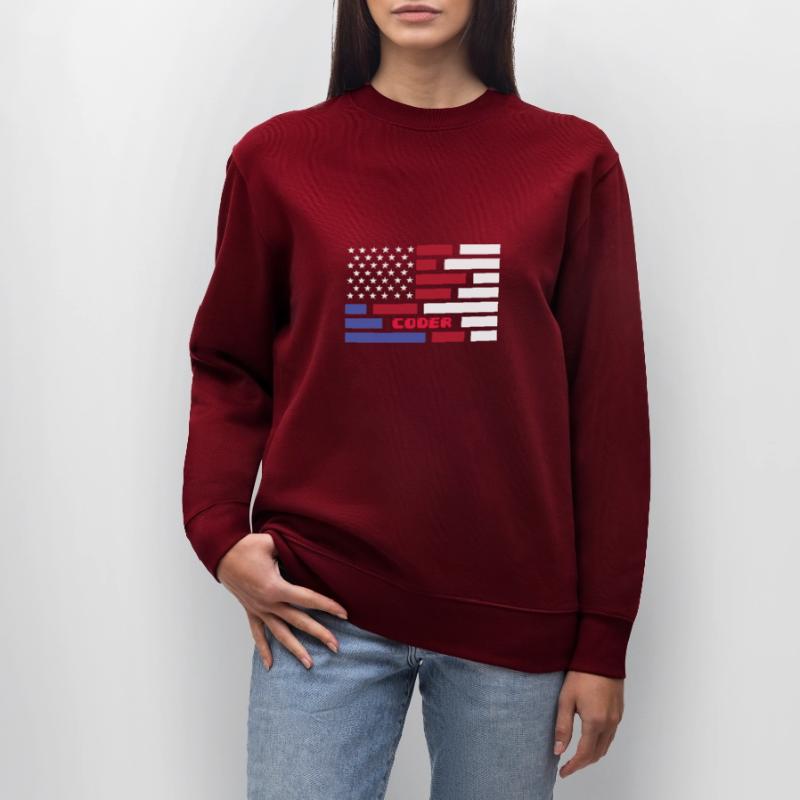 American Flag Coder Coding Computer Nerd Stanley/Stella CHANGER Unisex Organic Sweatshirt