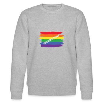 LBGT Flag Gay Pride Human Vintage Rainbow - Stanley/Stella CHANGER Unisex Organic Sweatshirt - heather grey - Front - Nik (191cm) & Marisol (170cm)