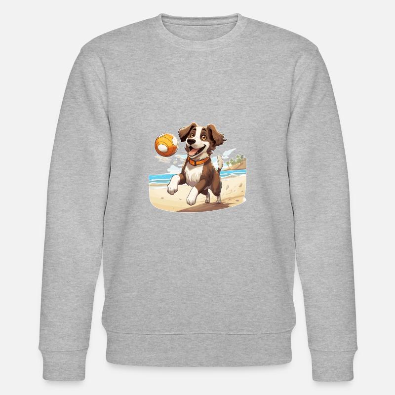Hund spielt Beachvolleyball - Stanley/Stella Unisex Bio-Sweatshirt CHANGER  - Grau meliert
