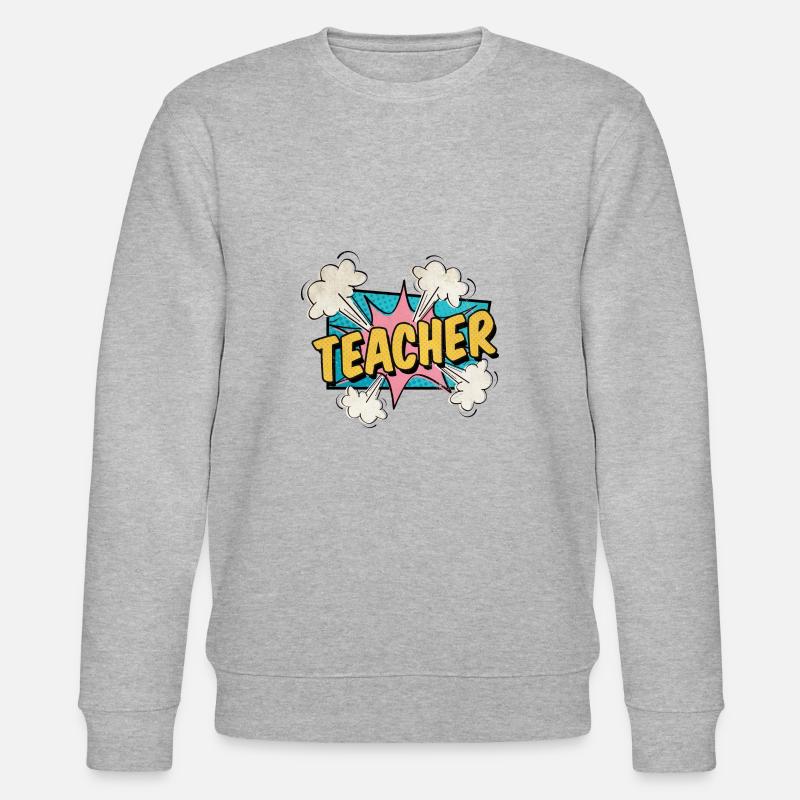 Lehrer Comic Superhelden Schrift - Stanley/Stella Unisex Bio-Sweatshirt CHANGER  - Grau meliert