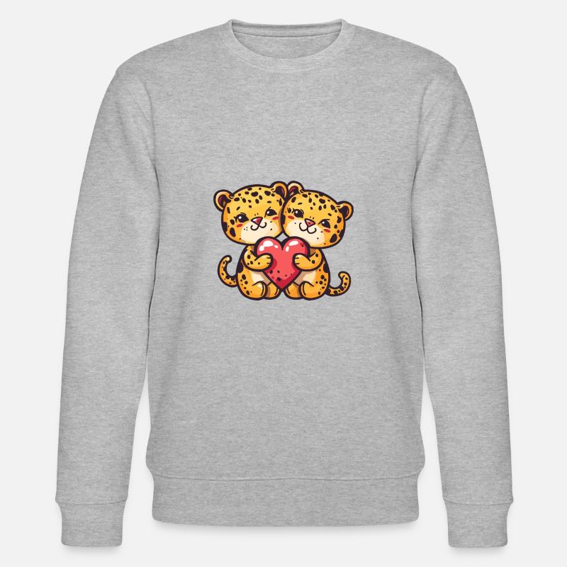 Leopard Comic Paar Liebe - Stanley/Stella Unisex Bio-Sweatshirt CHANGER  - Grau meliert