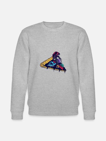 Skiing on a pizza - Stanley/Stella CHANGER Unisex Organic Sweatshirt - heather grey