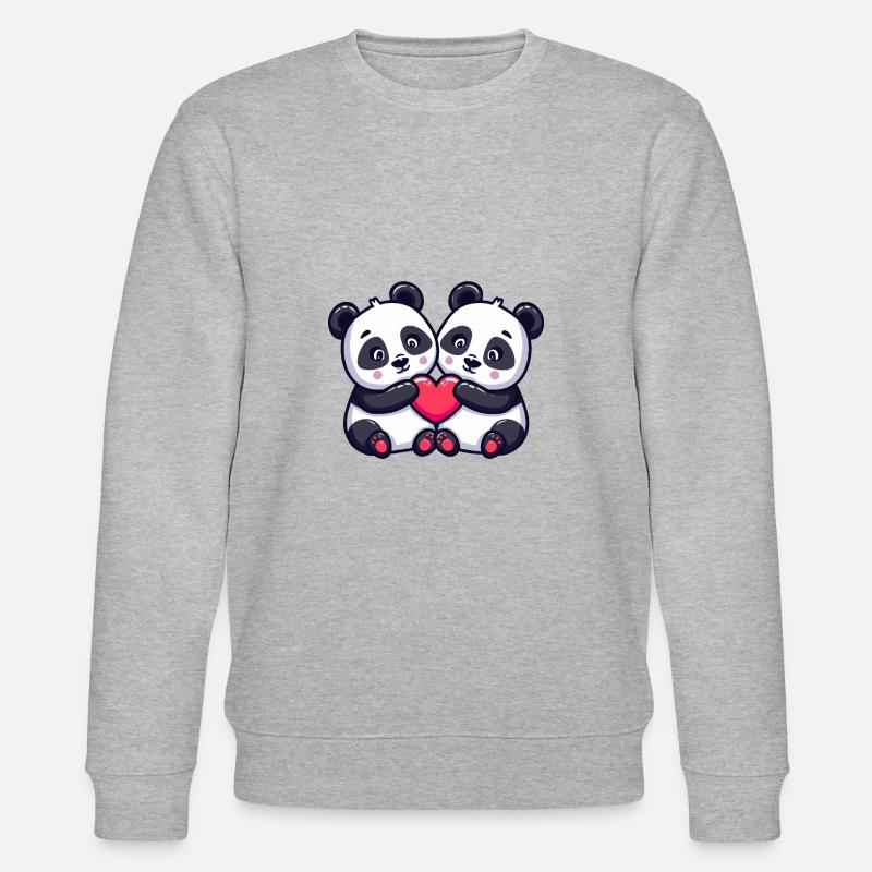 Panda Comic Paar Liebe - Stanley/Stella Unisex Bio-Sweatshirt CHANGER  - Grau meliert