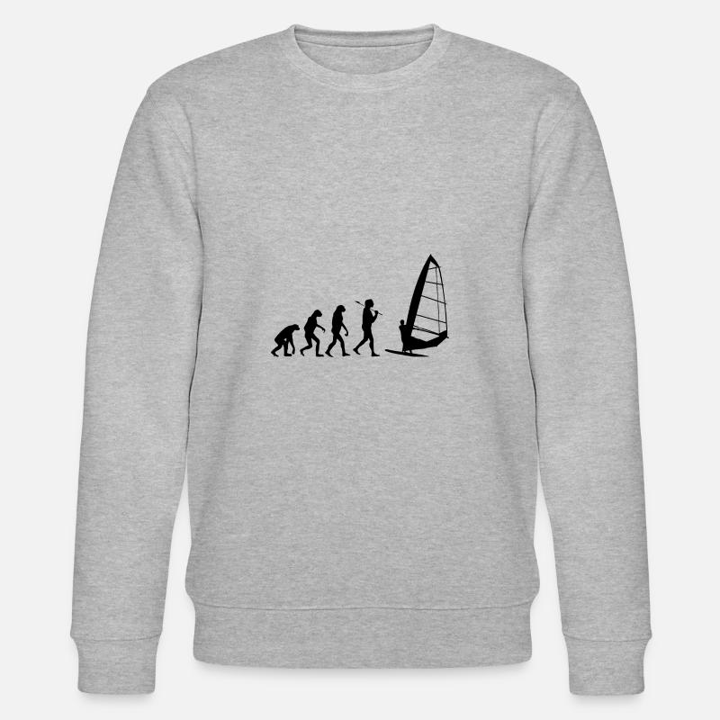 Windsurfing Evolution Windsurfer Wind Water - Stanley/Stella CHANGER Unisex Organic Sweatshirt - heather grey