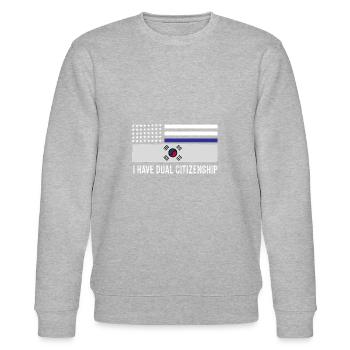I Have Dual Citizenship Half Korean - Stanley/Stella CHANGER Unisex Organic Sweatshirt - heather grey - Front - Nik (191cm) & Marisol (170cm)