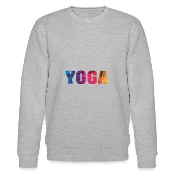 Texte de yoga coloré - Sweat bio CHANGER Stanley/Stella Unisexe - gris chiné - Devant - Nik (191cm) & Marisol (170cm)