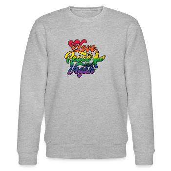 Love Peace Vegan Regenbogen - Stanley/Stella Unisex Bio-Sweatshirt CHANGER  - Grau meliert - Vorne - Nik (191cm) & Marisol (170cm)