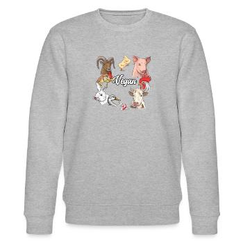 Vegan Tiere Kuh Schwein Hase Ziege - Stanley/Stella Unisex Bio-Sweatshirt CHANGER  - Grau meliert - Vorne - Nik (191cm) & Marisol (170cm)