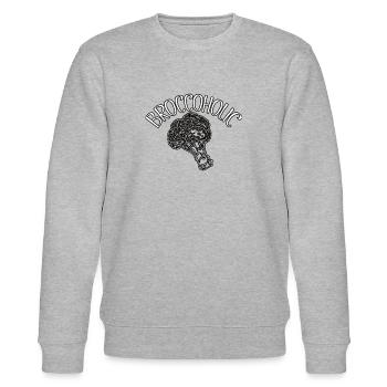 Broccoholic aime le brocoli style rétro - Sweat bio CHANGER Stanley/Stella Unisexe - gris chiné - Devant - Nik (191cm) & Marisol (170cm)