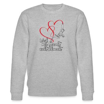 Gewalt nicht schmeckt Vegan Herzen - Stanley/Stella Unisex Bio-Sweatshirt CHANGER  - Grau meliert - Vorne - Nik (191cm) & Marisol (170cm)