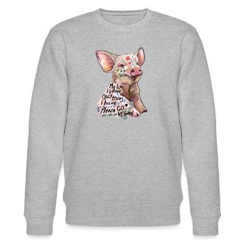My Life Is Everything Please Become Vegan - Stanley/Stella CHANGER Unisex Organic Sweatshirt - heather grey - Front - Nik (191cm) & Marisol (170cm)