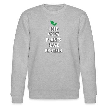 Keep calm plants have protein - Stanley/Stella Unisex Bio-Sweatshirt CHANGER  - Grau meliert - Vorne - Nik (191cm) & Marisol (170cm)