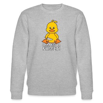 Ich bin kein Nugget Lustig Vegan - Stanley/Stella Unisex Bio-Sweatshirt CHANGER  - Grau meliert - Vorne - Nik (191cm) & Marisol (170cm)