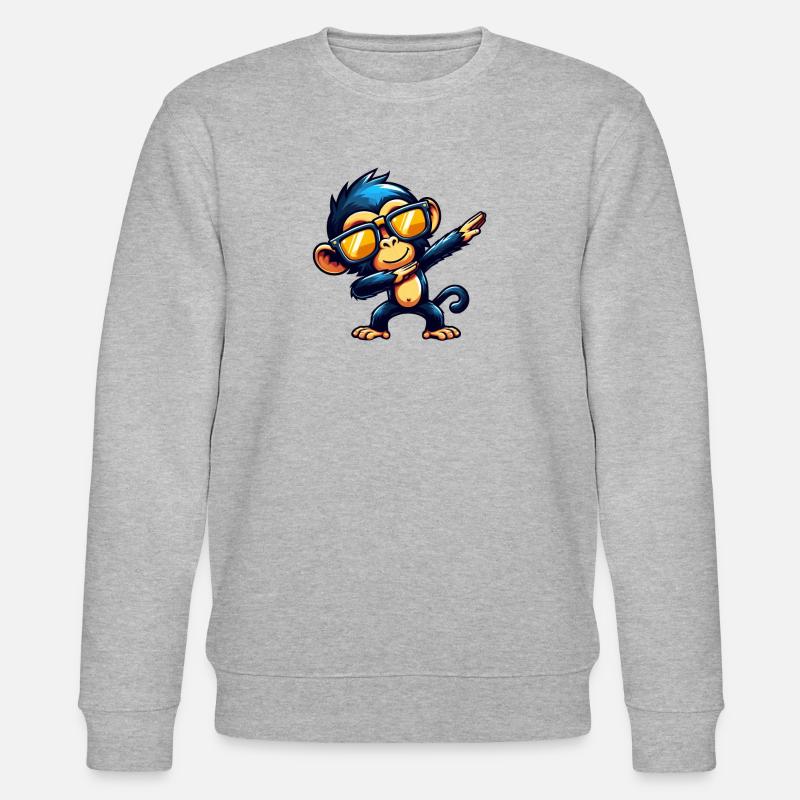 Schimpanse Dabbing Cool Affe Tanzend - Stanley/Stella Unisex Bio-Sweatshirt CHANGER  - Grau meliert