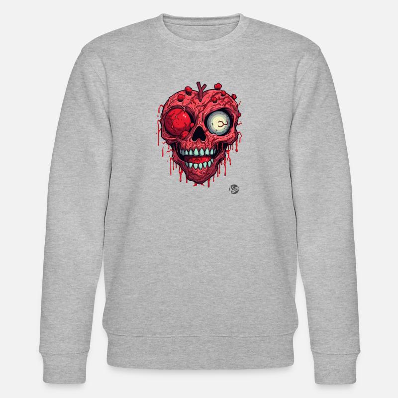 Zombi Totenkopf Herz - Stanley/Stella Unisex Bio-Sweatshirt CHANGER  - Grau meliert