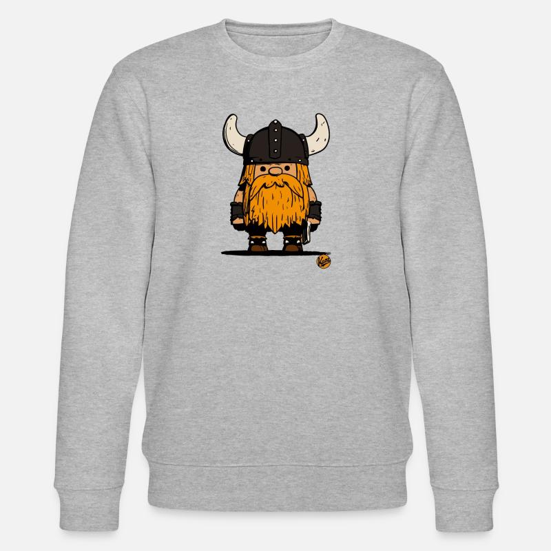 Kleiner Gnom Krieger Wikinger - Stanley/Stella Unisex Bio-Sweatshirt CHANGER  - Grau meliert