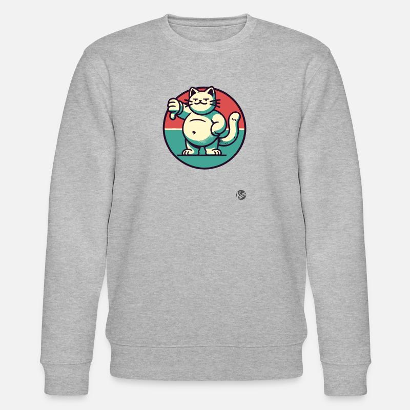 Dicke Katze mit Daumen runter - Stanley/Stella Unisex Bio-Sweatshirt CHANGER  - Grau meliert