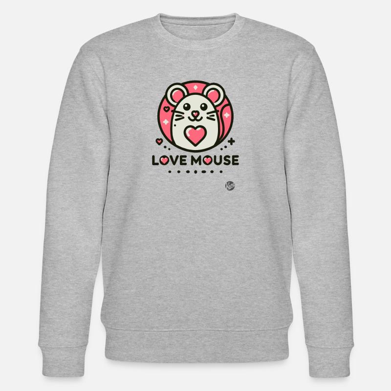 Maus Liebe mit Herz - Stanley/Stella Unisex Bio-Sweatshirt CHANGER  - Grau meliert