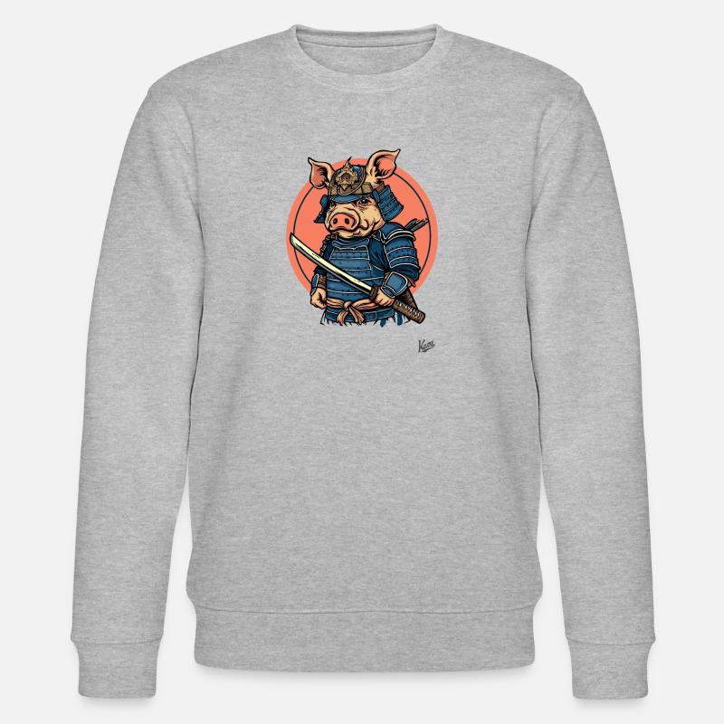 Shogun japonais Samouraï Cochon - Sweat bio CHANGER Stanley/Stella Unisexe - gris chiné
