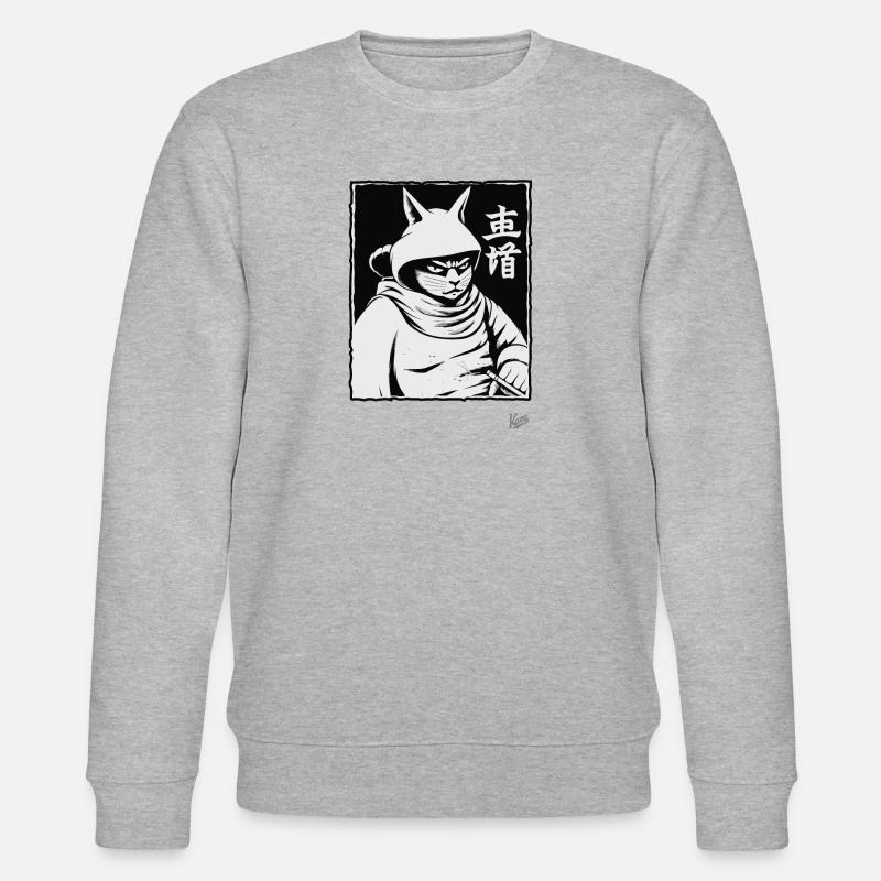 Chat shogun samouraï - Sweat bio CHANGER Stanley/Stella Unisexe - gris chiné
