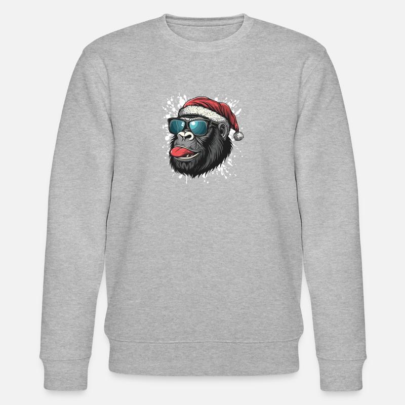 Gorille Noël drôle - Sweat bio CHANGER Stanley/Stella Unisexe - gris chiné