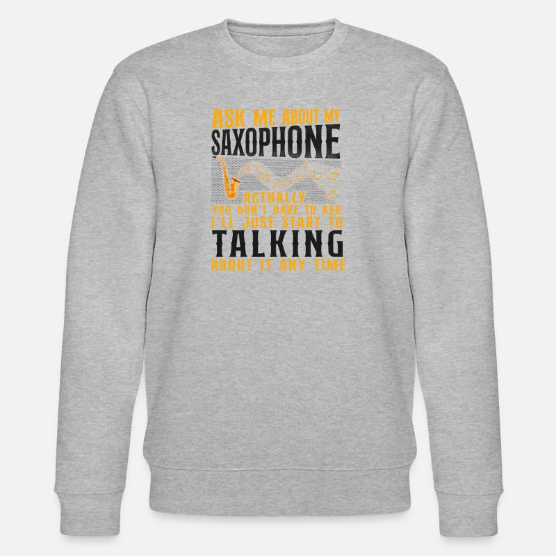 Saxophone Interrogez-moi sur mon - Sweat bio CHANGER Stanley/Stella Unisexe - gris chiné