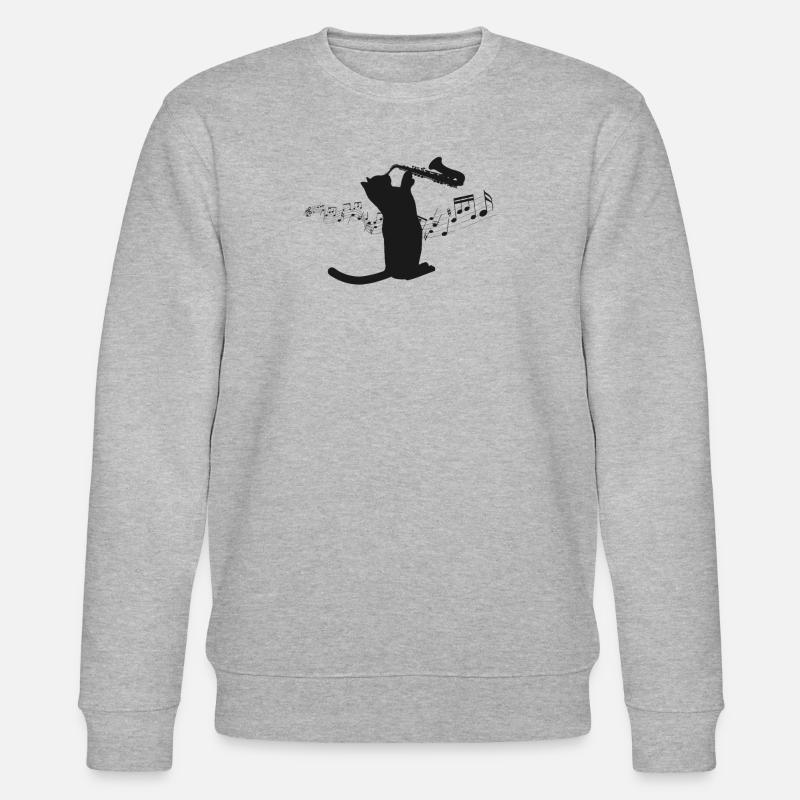 Saxophone Cat - Stanley/Stella CHANGER Unisex Organic Sweatshirt - heather grey
