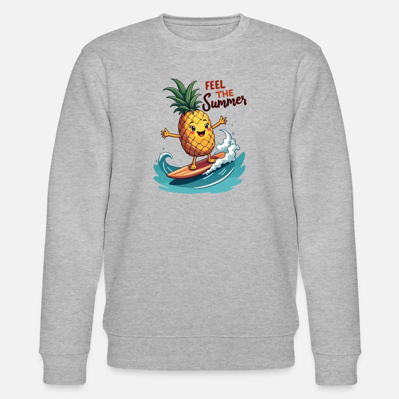 Ananas Surfer Surf Feel L’été - Sweat bio CHANGER Stanley/Stella Unisexe - gris chiné