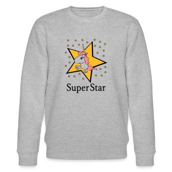 Licorne Super STAR Bébé Naissance cadeau fille - Sweat bio CHANGER Stanley/Stella Unisexe - gris chiné - Devant - Nik (191cm) & Marisol (170cm)