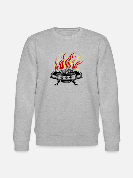 Grill Symbol Logo Fire Grilling - Stanley/Stella CHANGER Unisex Organic Sweatshirt - heather grey