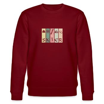 Tiefschnee Skifahren Skifahrer Apres Ski Geschenk - Stanley/Stella Unisex Bio-Sweatshirt CHANGER  - Burgunderrot - Vorne - Nik (191cm) & Marisol (170cm)