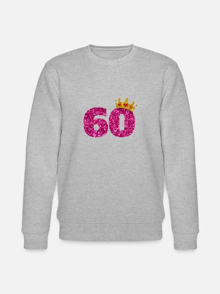 Glitter 1960'erne 60 år fødselsdag paljetter krone - Stanley/Stella økologisk unisex-sweatshirt CHANGER - grå meleret