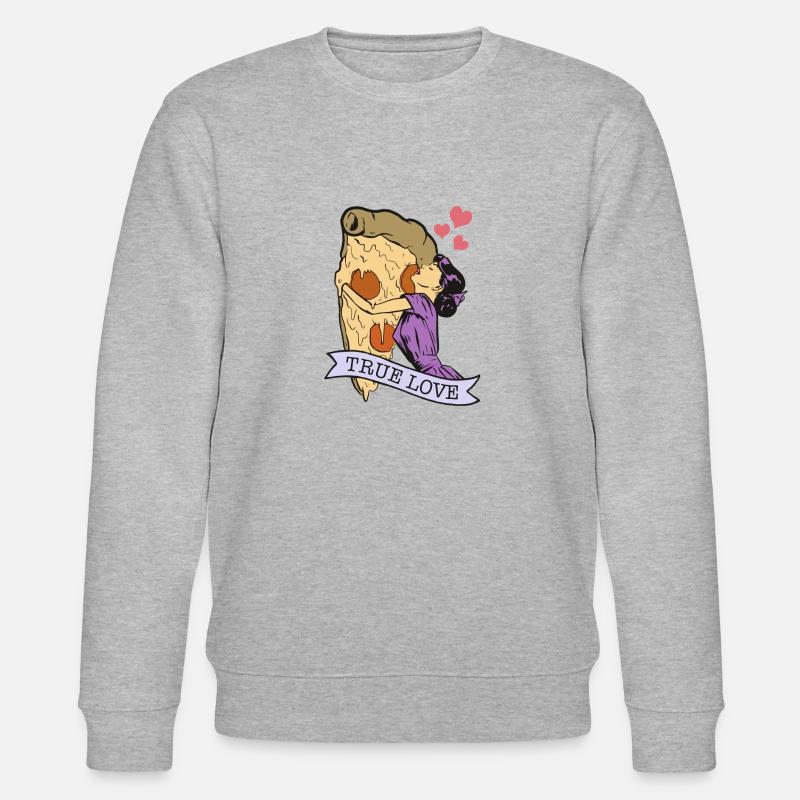 Pizza. True Love - Stanley/Stella Unisex Bio-Sweatshirt CHANGER  - Grau meliert
